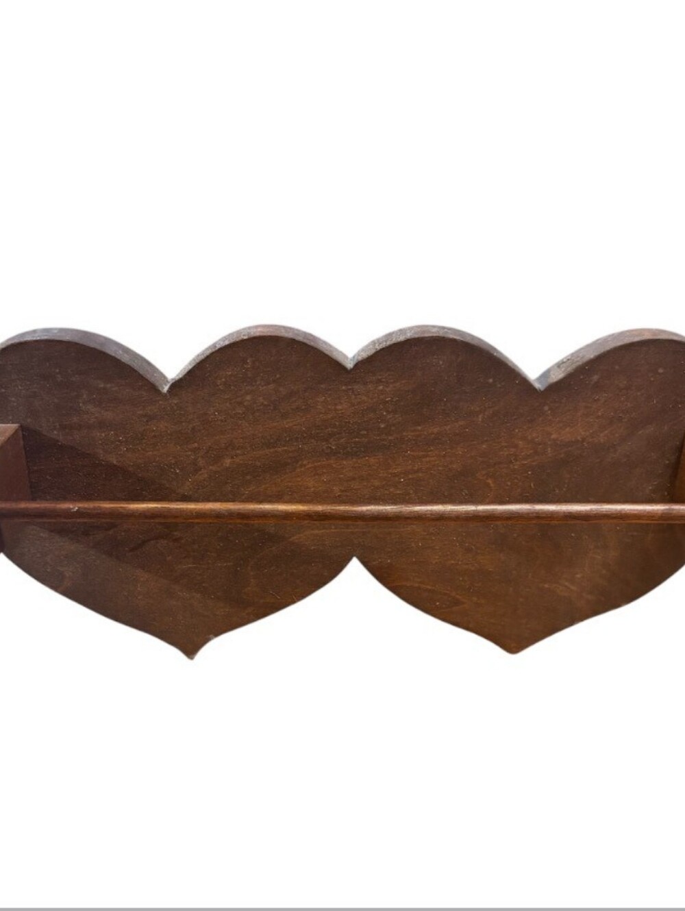 Vtg Wooden double heart Wall Mounted Towel Holder country cottage core